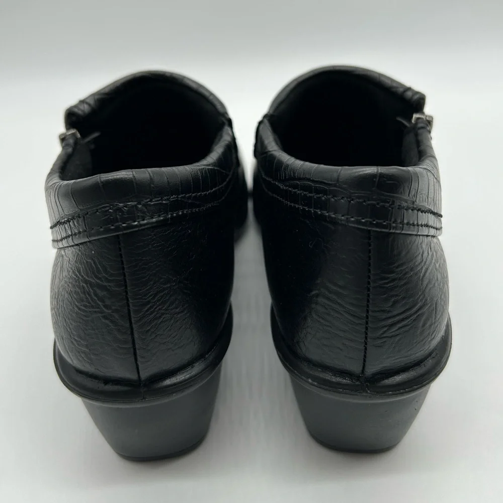 Easy Street Darcy Black Croc Comfort Wave Women’s Loafers Size 10M New With Box